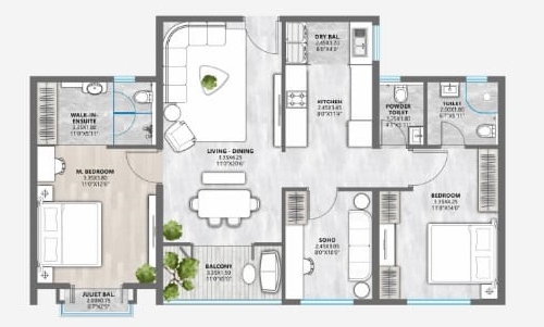 Mahindra Santacruz West 2.5BHK Plan