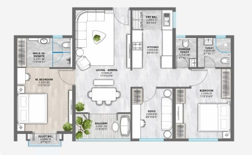 Mahindra Santacruz West 2BHK Plan