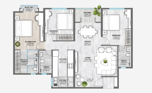 Mahindra Santacruz West 3BHK Plan